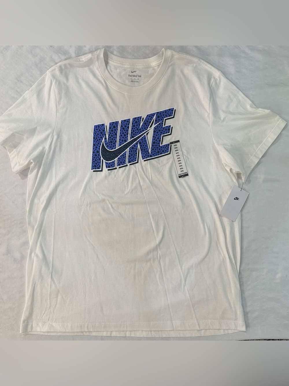 Nike Men’s White Short Sleeve Tee with Blue Logo Size XXL